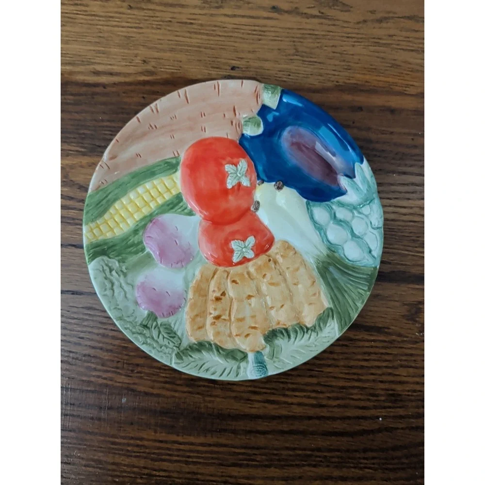 Fitz & Floyd Vintage 1986 Vegetable Serving Plate Ceramic Garden Tomato 7in